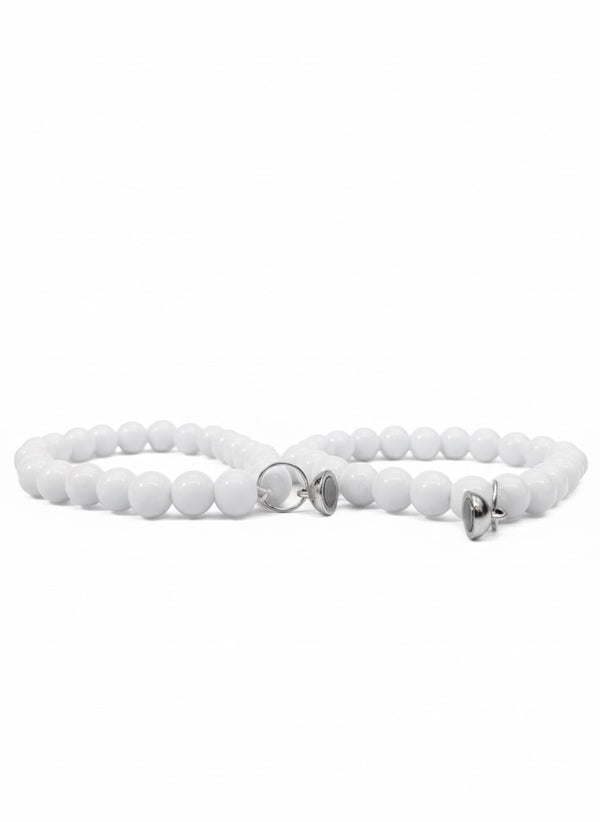 Classic Matte White Onyx Couple Bracelet