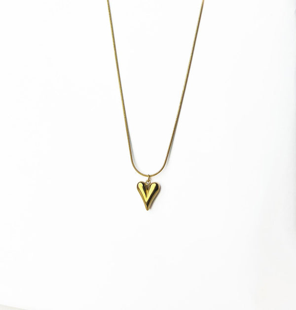 Stainless steel gold colour heart love necklace